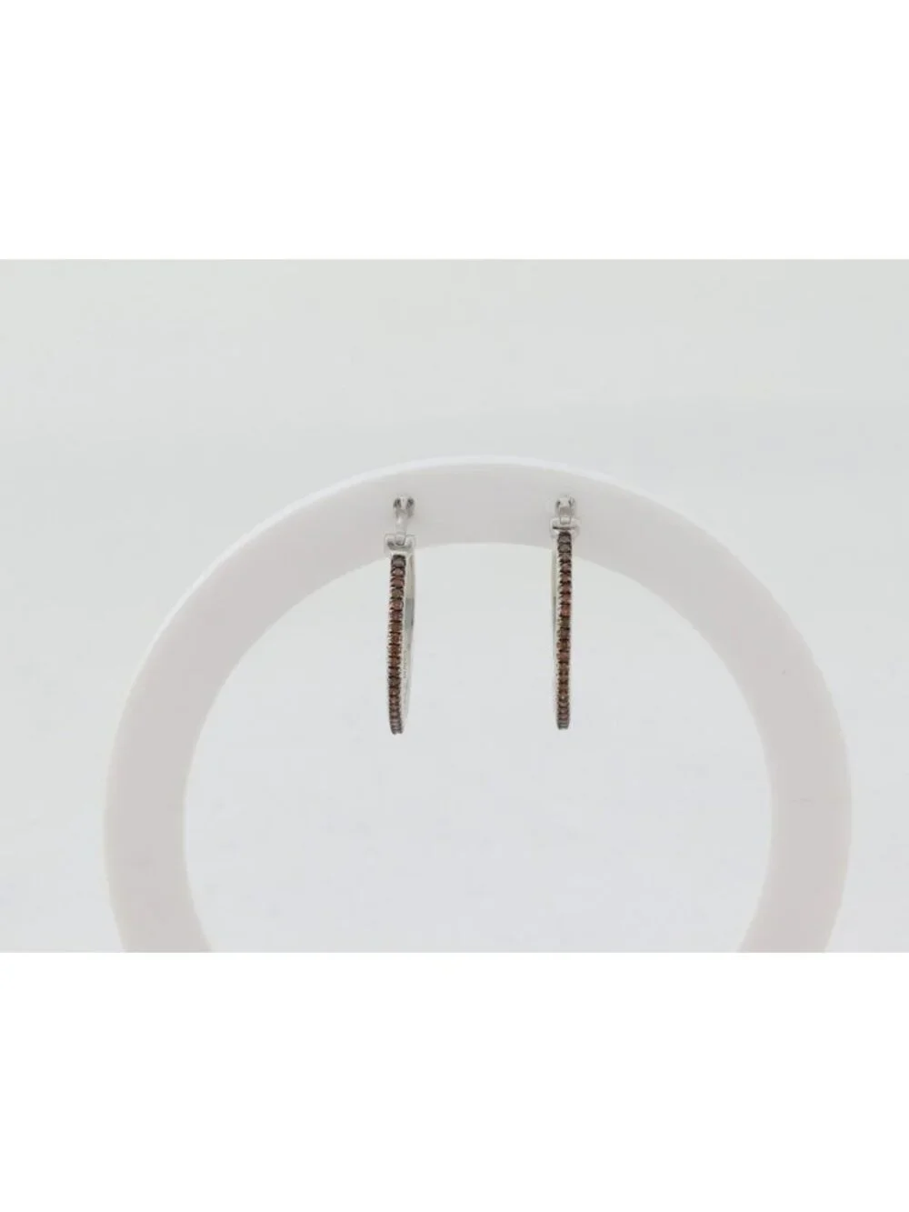 Sterling Silver Champagne Diamond 1/8th Carat Hoop Earrings 1
